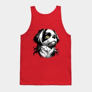 Stunning and Cool Japanese Chin Monochrome and Gold Portrait for Father's Day Tank Top